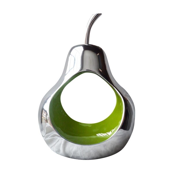 Palacedesigns Pear shaped Aliminum Cast Decorative Accent Bowl in Green Intrior - PA3663196