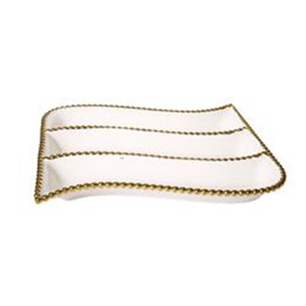 Classic Touch Decor Classic Touch  12 in. White Porcelain Chargers with Gold Border - WPD513