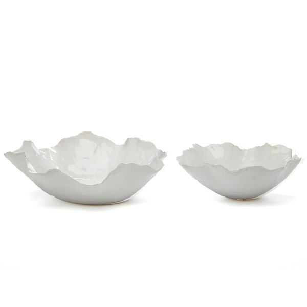 Tozai Home White Freeform Ceramic Bowl, 2PK - YCH102W-S2