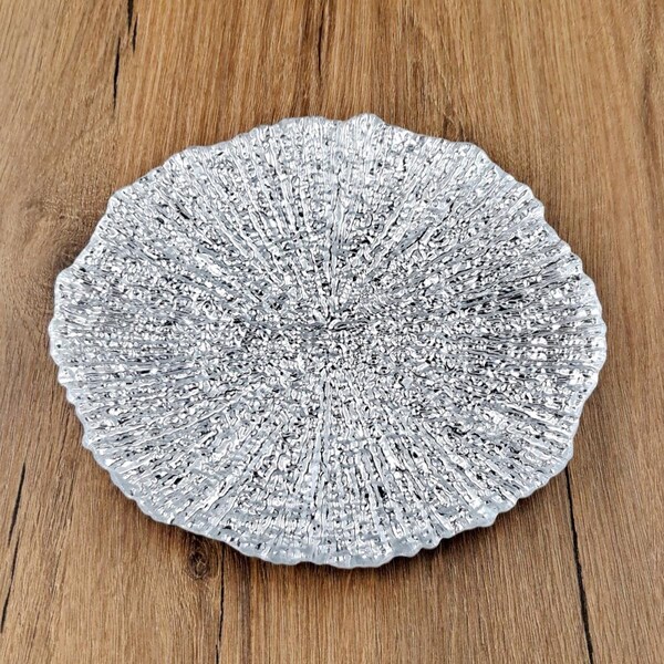 Red Pomegranate Collection 8.5 in. Coral Salad Plates, Silver - Set of 4 - 4773-2