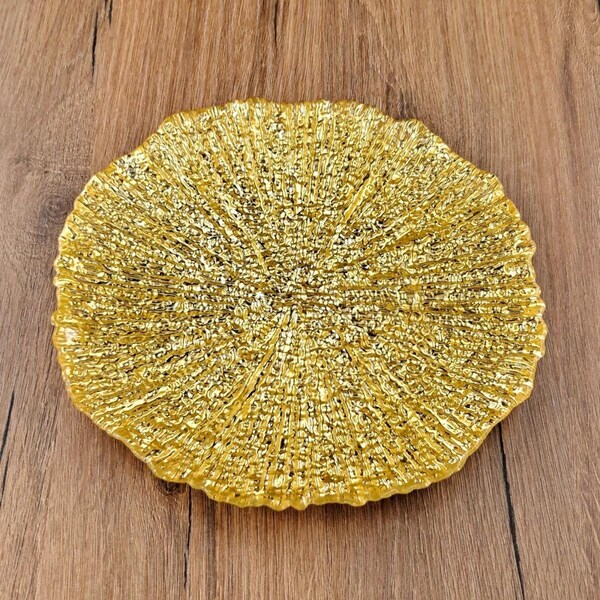 Red Pomegranate Collection 8.5 in. Coral Salad Plates, Gold - Set of 4 - 4773-1
