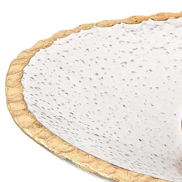Homeroots 8 in. Hand Decorated Oval Edge Gold Leaf Serving Bowl - 375754