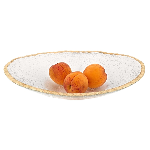 Homeroots 8 in. Hand Decorated Oval Edge Gold Leaf Serving Bowl - 375754