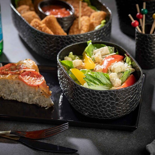 Tablecraft Oval Aluminum Bowl, 6.5x4.75x2.375", Black - 10703
