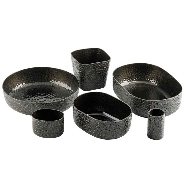 Tablecraft Oval Aluminum Bowl, 6.5x4.75x2.375", Black - 10703