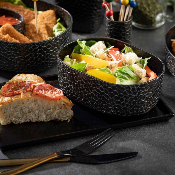Tablecraft Oval Aluminum Bowl, 6.5x4.75x2.375", Black - 10703