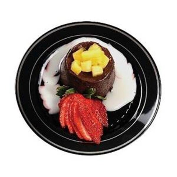Fineline Settings Fineline Settings 506-BKS Black & Silver Round Dessert Plate - 506-BKS