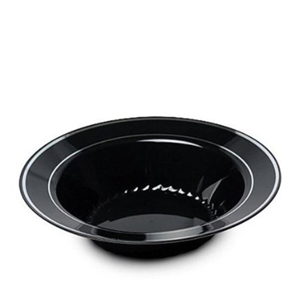 Fineline Settings Black and Silver 12 oz. Round Soup Bowl - 512-BKS
