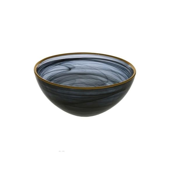 Classic Touch Decor Classic Touch CB346 6.25 in. Black Alabaster Bowl with Gold Rim - CB346