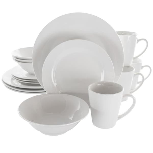 Elama Elama EL-MARSHALL 16 Piece Marshall Porcelain Dinnerware Set; White - EL-MARSHALL