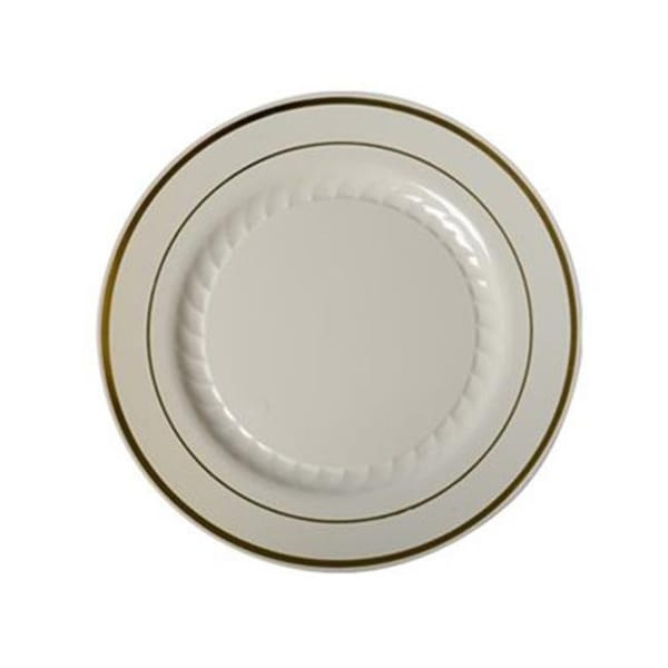 Fineline Settings Fineline Settings 506-BO Bone & Gold Round Dessert Plate - 506-BO