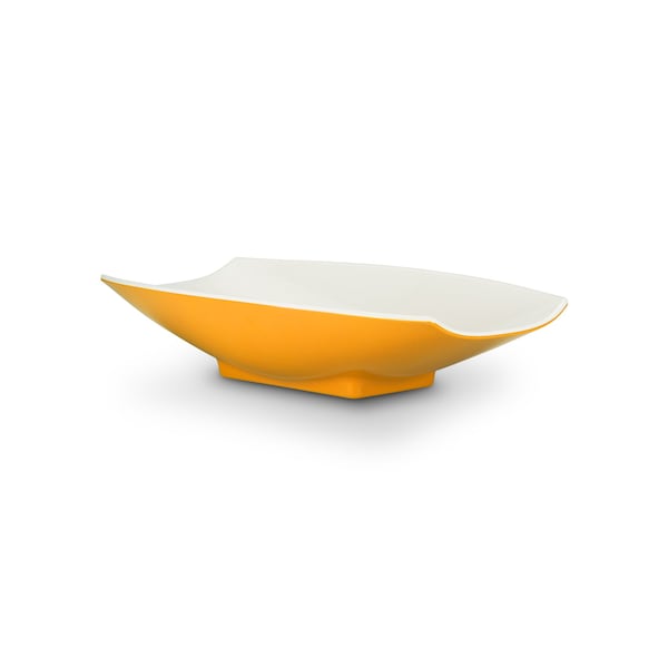 Bon Chef Melamine Curves Bowl - Yellow Outside/White Inside 16" X 9" X 3 1/2" 2 Qt(64 Oz) - 53704-2TONEYELLOW