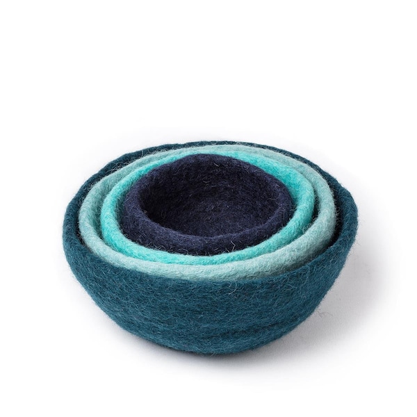 Abbott Collections 4 in.-7 in. Nesting Bowls, Blue Mix, 4PK - AB-28-NEPAL-05-BLU