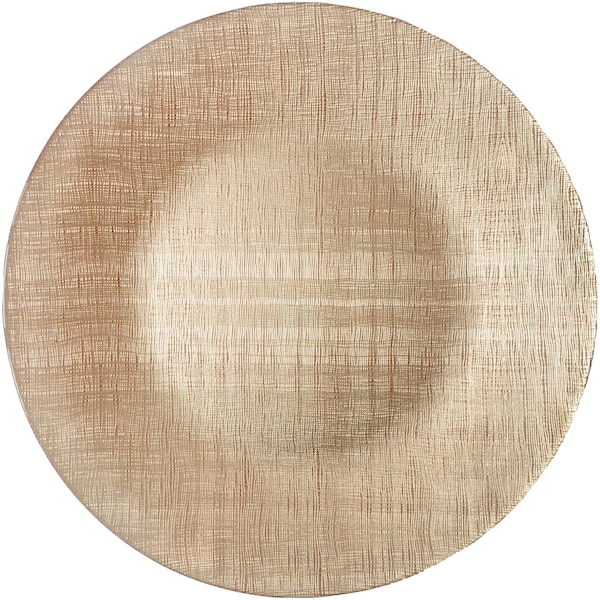 Bon Chef Textured Design, Decorative Glass Charger, Champagne, Handwash Only, (8Pcs / Case) - 200007CHPGN