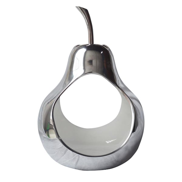 Homeroots Pear shaped Aliminum Cast Decorative Accent Bowl in White Interior - 383742