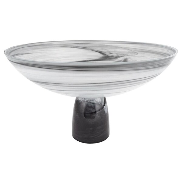 Homeroots 11 in. Mouth Blown Polish Glass Footed Centerpiece Bowl - 375874