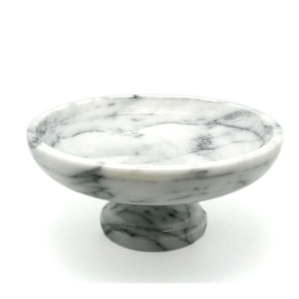 Top Chef White Marble 10 in. x 10 in. Fruit Bowl on Pedestal - TO70234
