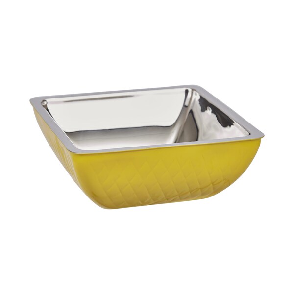 Bon Chef Square Diamond Cold Wave Bowl  10-1/4" X 10-1/4" X 3-7/8" H   3 Qt - 9332DIYELLOW