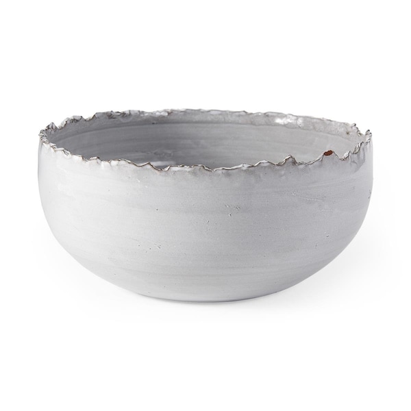 Palacedesigns 5.11 x 12.79 x 12.79 in. Artisan Gray & White Ceramic Centerpiece Bowl - PA3091349