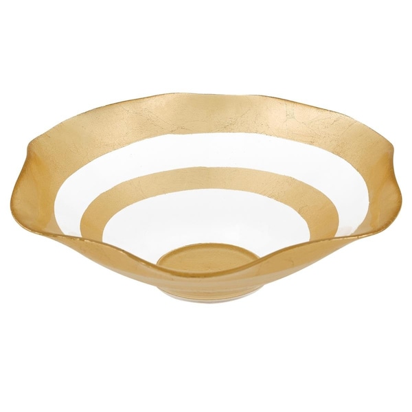 Homeroots 8.5 in. Glass Authentic Gold Leaf Decorated All Purpose Bowl - 375877