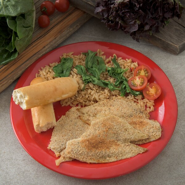 Carlisle Foodservice Melamine Dinner Plate, 10.25", Red, PK48 - 4350005