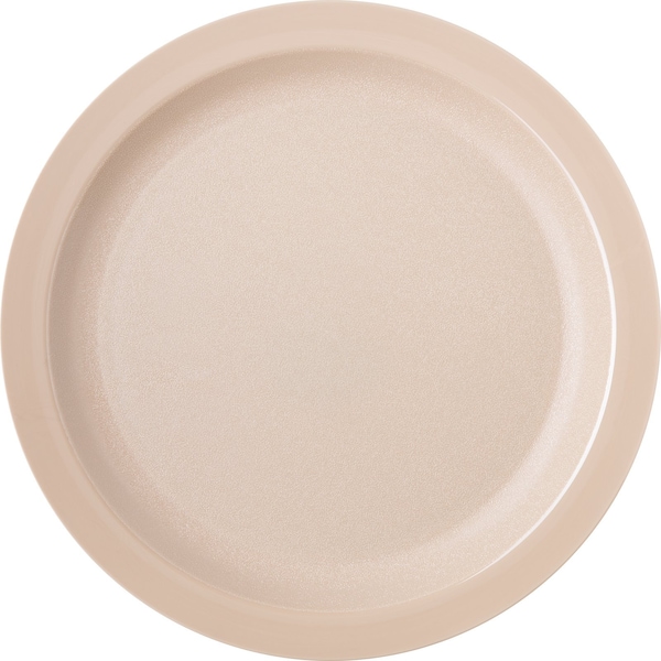 Carlisle Foodservice Polycarbon Nrrw Rim Plate, 10", Tan, PK48 - PCD21025