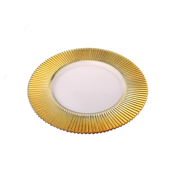Classic Touch Decor Classic Touch  13 in. Glass Chargers with Gold Border, Set of 4 - CG754