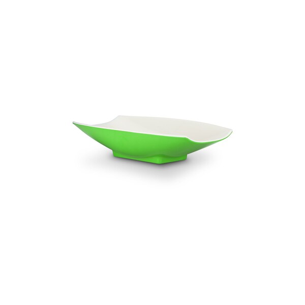 Bon Chef Melamine Curves Bowl - Lime Outside/White Inside 12" X 6 3/4" X 2 3/4" 1 Qt (32 Oz) - 53703-2TONELIME