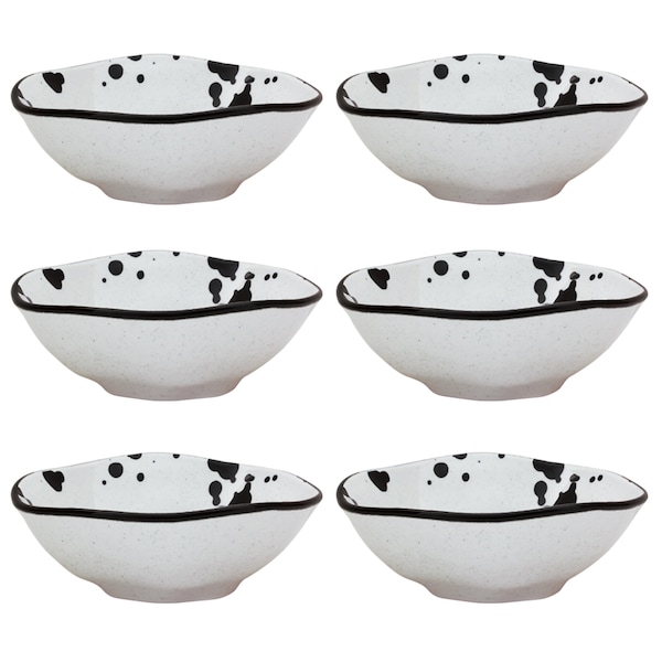 Manhattan Comfort RYO 6 Large Dinner 20.29 oz Soup Bowls in Black and White - RM08-9605