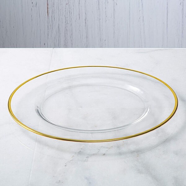 Red Pomegranate Collection 13 in. Gilt Charger Plates, Gold - Set of 8 - 8998-1