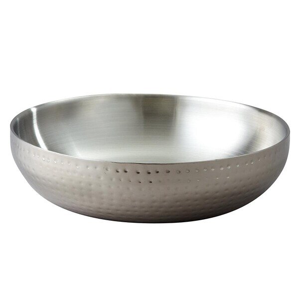 Comida 14.6 in. Dia. Double Wall Stainless Steel Serving Bowl, Hammered Finish - CO2535339