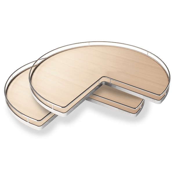 Kessebohmer Kidney Lazy Super Susan 32 Shelves Only w/ Mounted Bearings Maple/Chrome, 2PK - 2501180005