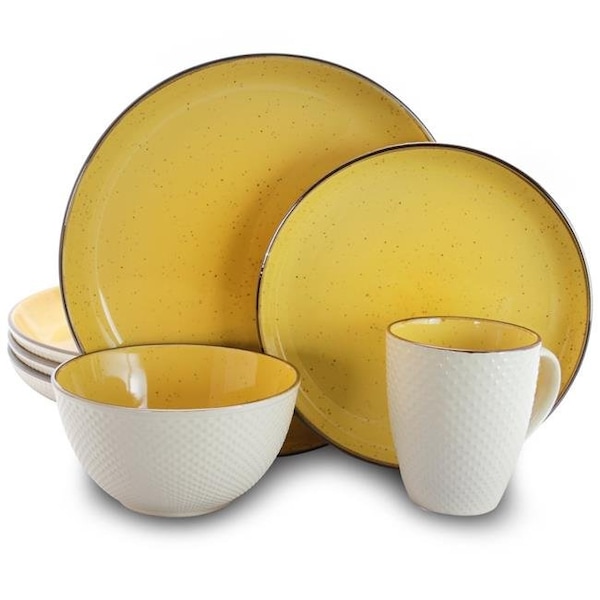 Elama Elama EL-MELLOWYELLOW Mellow-Yellow Dinnerware Set - 16 Piece - EL-MELLOWYELLOW