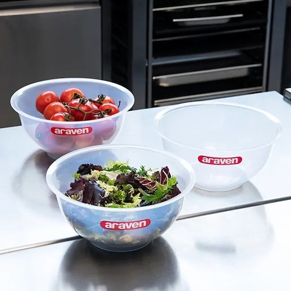Araven Polypropylene Clear Mixing Bowl, 11.6QT, 6PK - 91075
