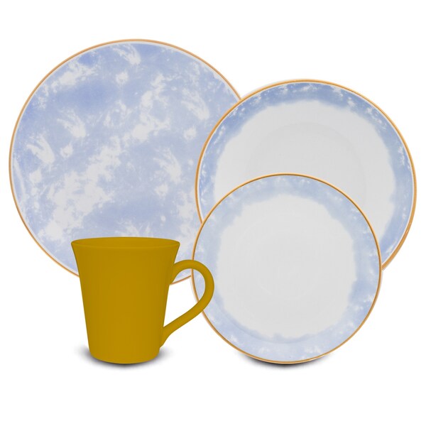 Manhattan Comfort Coup 16 Piece Dinner Set, Service for 4 in Blue and Yellow - EM17-4676