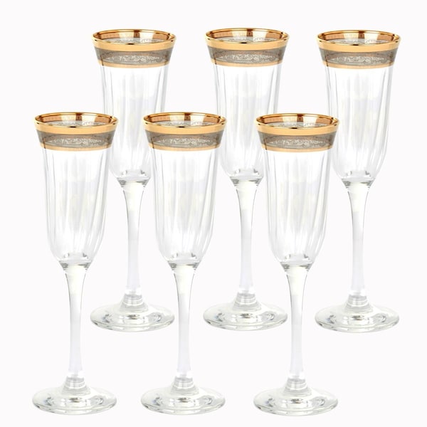 Lorenzo Import Flute Melania Collection Smoke - Set of 6 - 9433