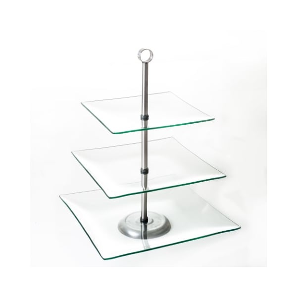 Hastings Home Hastings Home Three Tier Square Glass Buffet and Dessert Stand - 794993NTZ