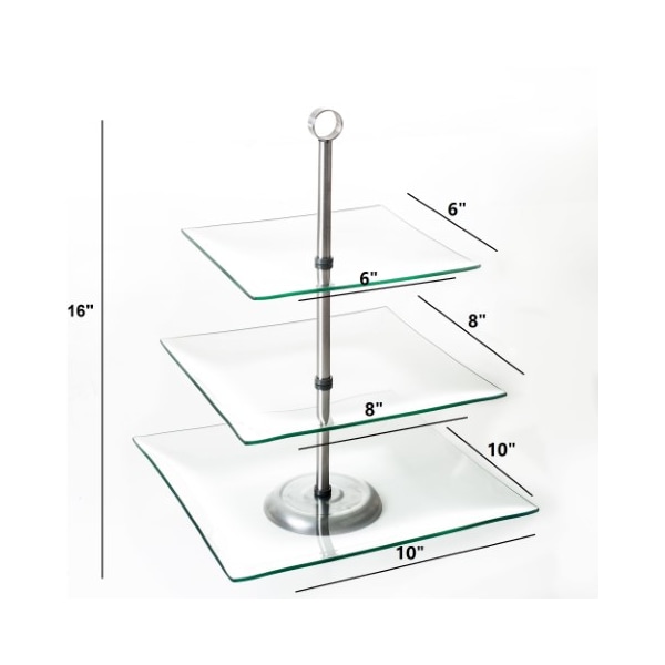 Hastings Home Hastings Home Three Tier Square Glass Buffet and Dessert Stand - 794993NTZ