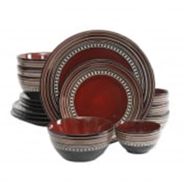 Gibson Gibson 92744.16 Elite Cafe Versailles Double Bowl Dinnerware Set; Red - 16 Piece - 92744.16