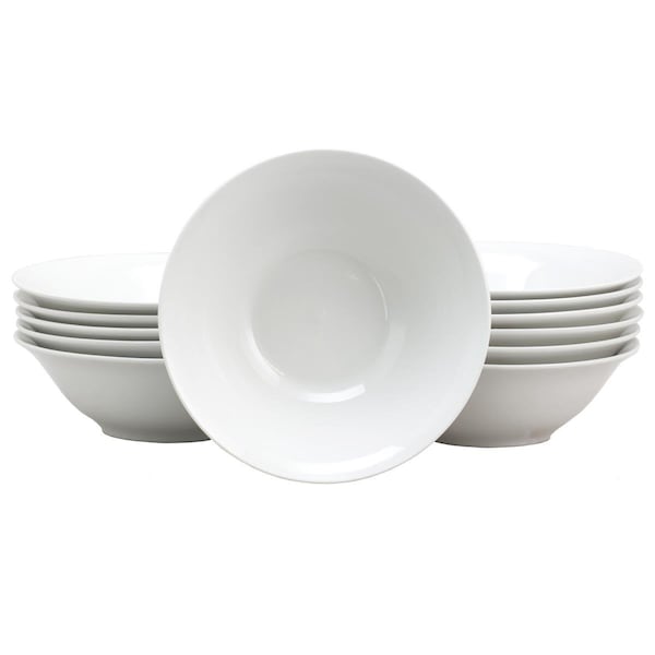 Gibson Home 7 in. Noble Court Fine Ceramic Bowls, White - 12 Piece Set - 108047.01