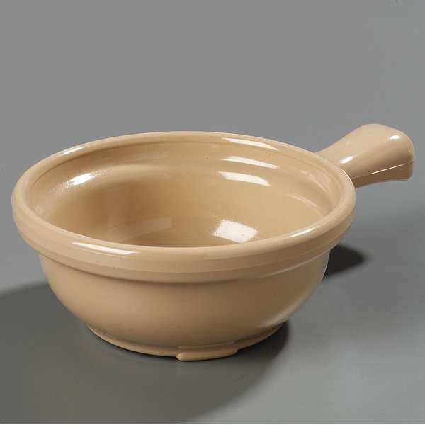Carlisle Foodservice Handled Soup Bowl, 8 oz., SAN/Polycarbonate Stone PK24 - 7006GR19
