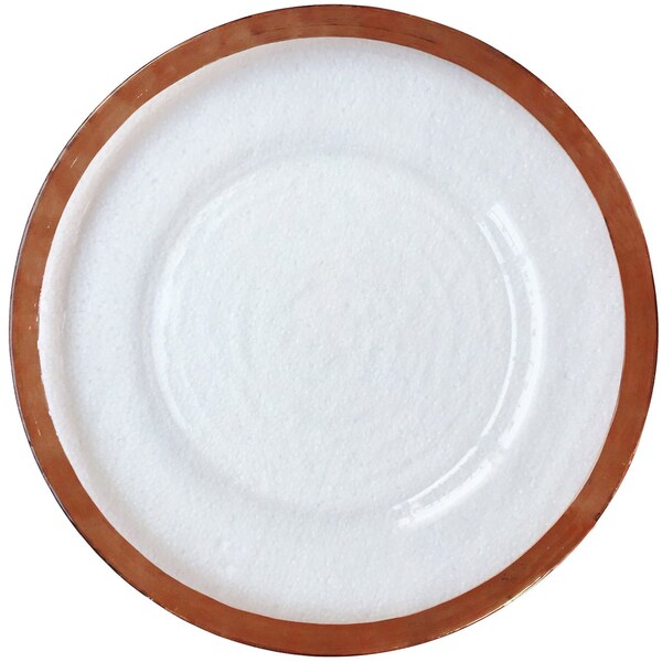 Bon Chef Glass Charger With Rim Decoration, Rose Gold, Handwash Only, (8Pcs / Case) - 200002RG