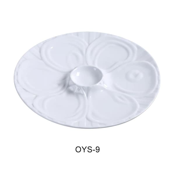 Yanco Porcelain Oyster Plate, Super White - 9 in., 24PK - OYS-9