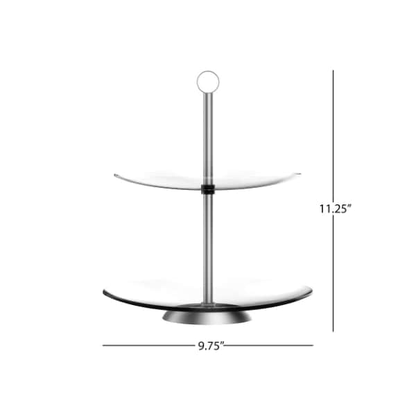 Hastings Home 2-tier Dessert Tower, Round Glass Display Stand for Cookies, Cupcakes, Hors d'oeuvres for Parties - 129274FGP
