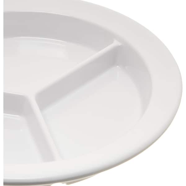 Carlisle Foodservice Melamine 3-Compt Deep Plate, 9", Wht, PK24 - 4351602