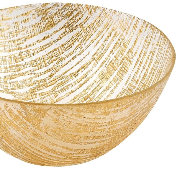 Homeroots 11 in. Hand Crafted Glass Gold Accent Salad or Serving Bowl - 375852