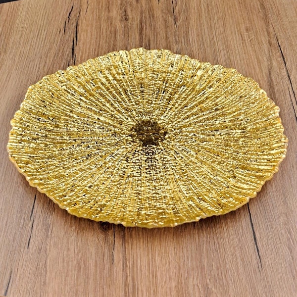 Red Pomegranate Collection 11 in. Coral Dinner Plates, Gold - Set of 4 - 4774-1