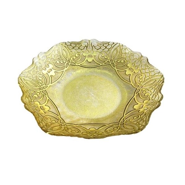 Red Pomegranate Red Pomegranate 7737-1 Geneve 16 in. Gold Shallow Bowl - 7737-1