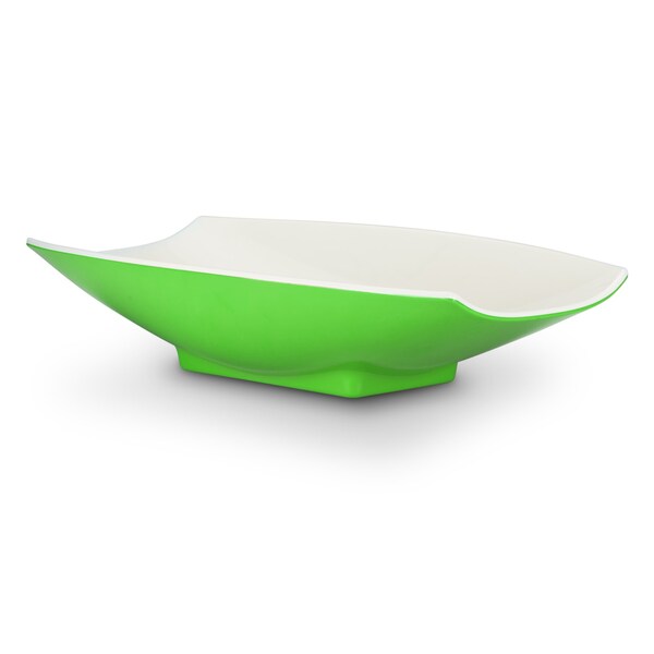 Bon Chef Melamine Curves Bowl - Lime Outside/White Inside 21" X 12 1/8" X 4 1/4" 5 Qt (160 Oz) - 53705-2TONELIME