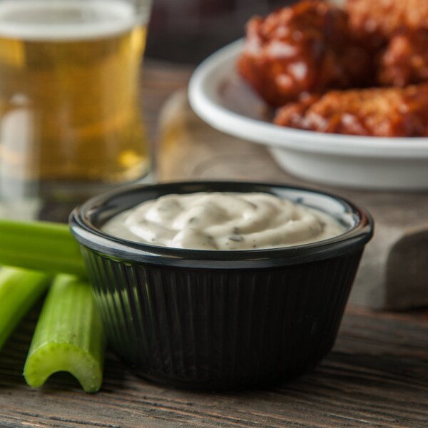 Carlisle Foodservice Melamine Fluted Bowl Ramekin, 4 oz, Black - S29103
